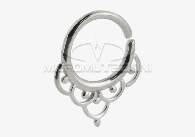 Silver Indian Ornament Septum Ring Septum - Circle, transparent png #8202065