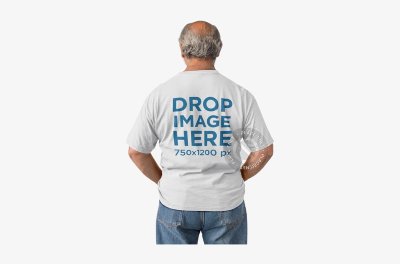 Back Of An Elder Man Wearing A Round Neck Tee Mockup - Pocket, transparent png #8202417
