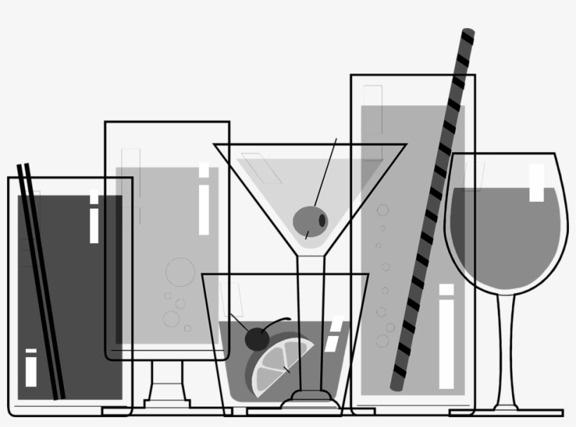 Cocktail Glass Black And White, transparent png #8202542