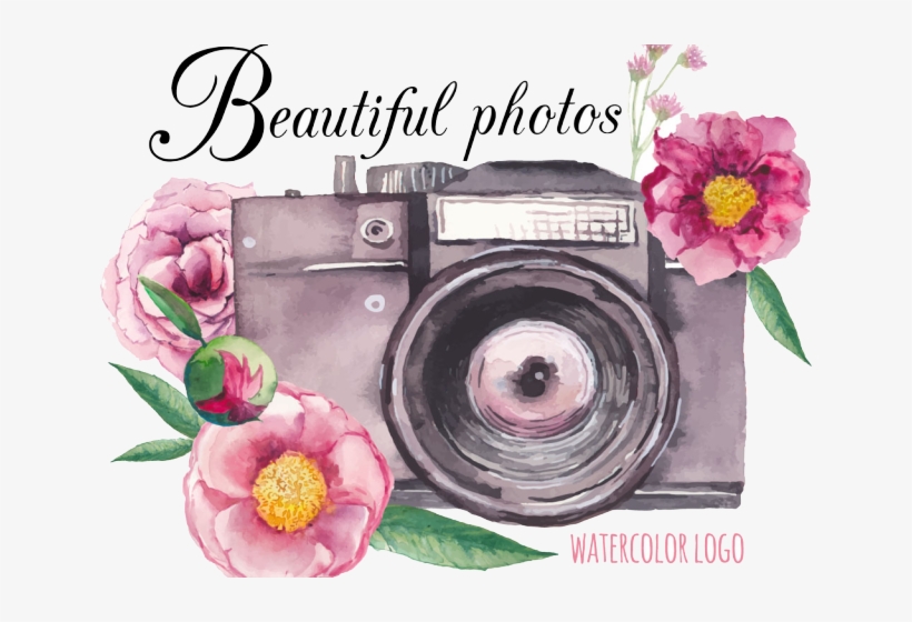 Flowers Vectors Clipart Camera - Camera With Flowers Clipart, transparent png #8203133