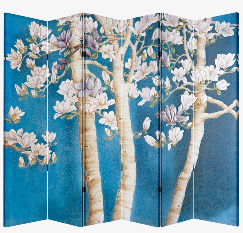 6 Panel Folding Screen Canvas Divider- Magnolia Tree - 典 图 壁画 工厂 直銷 店, transparent png #8203276