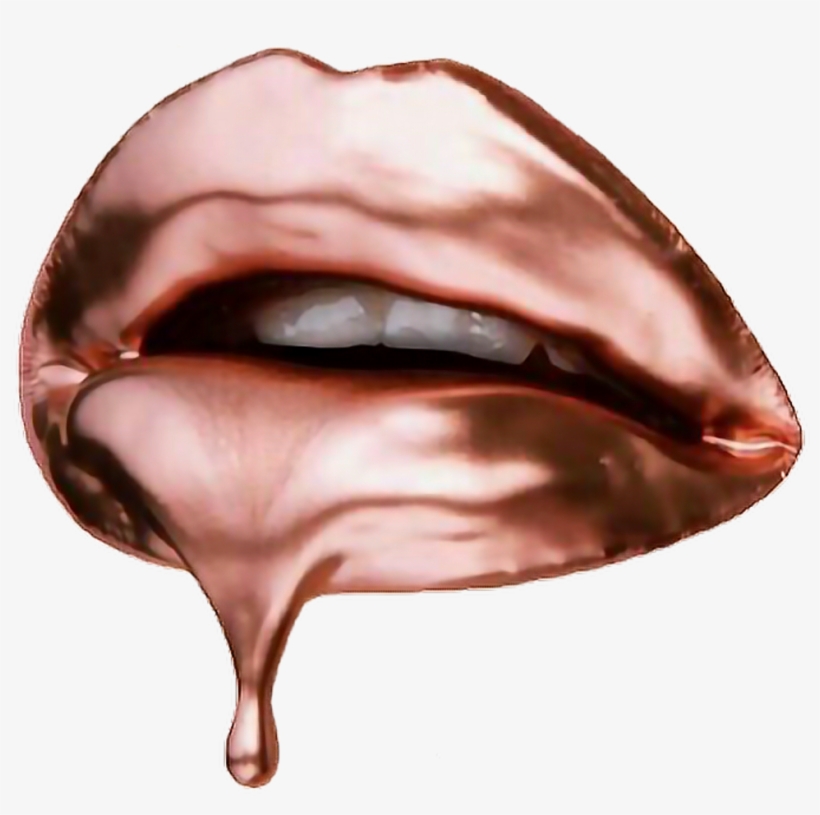 Lipstick Lips Rose Gloss Ftestickers Tumblr Mouth Scgli - Rose Gold Lips, transparent png #8207810