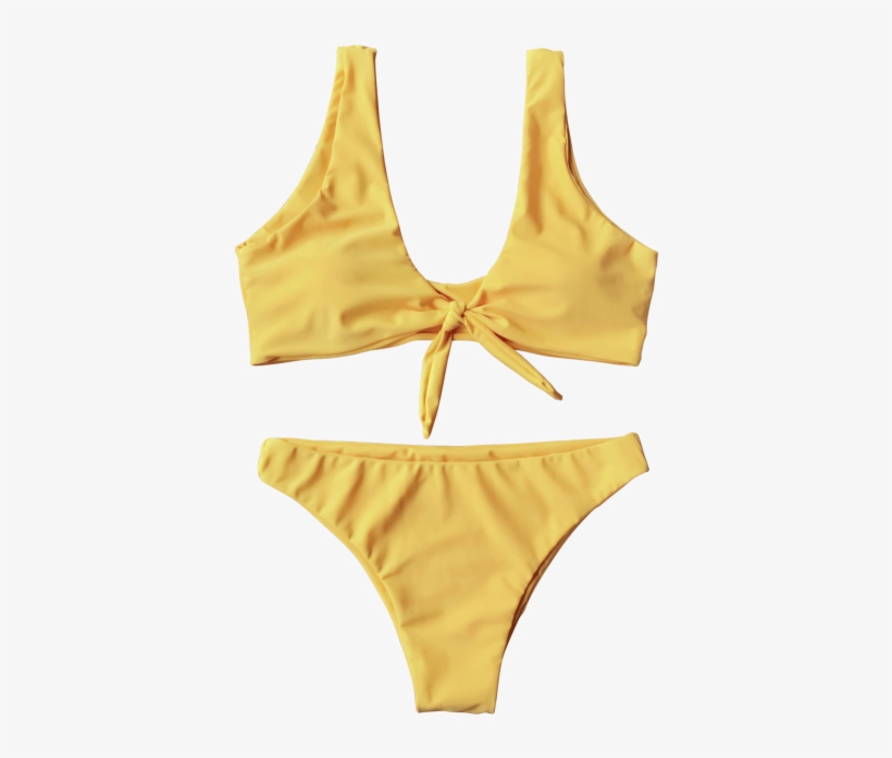 Knotted Scoop Bikini Top And Bottoms - Yellow Bikini Transparent, transparent png #8207878
