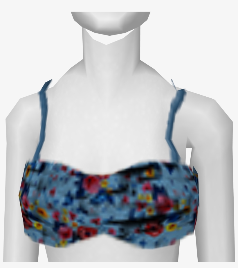 Avatar Blue Ruffled Floral Bandeau Bikini Top - Swimsuit Top, transparent png #8208031