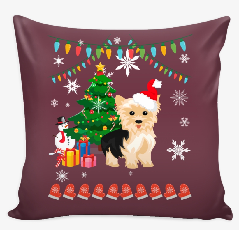 Yorkie Christmas Pillow Cover - Polish Flag Pillow, transparent png #8208095