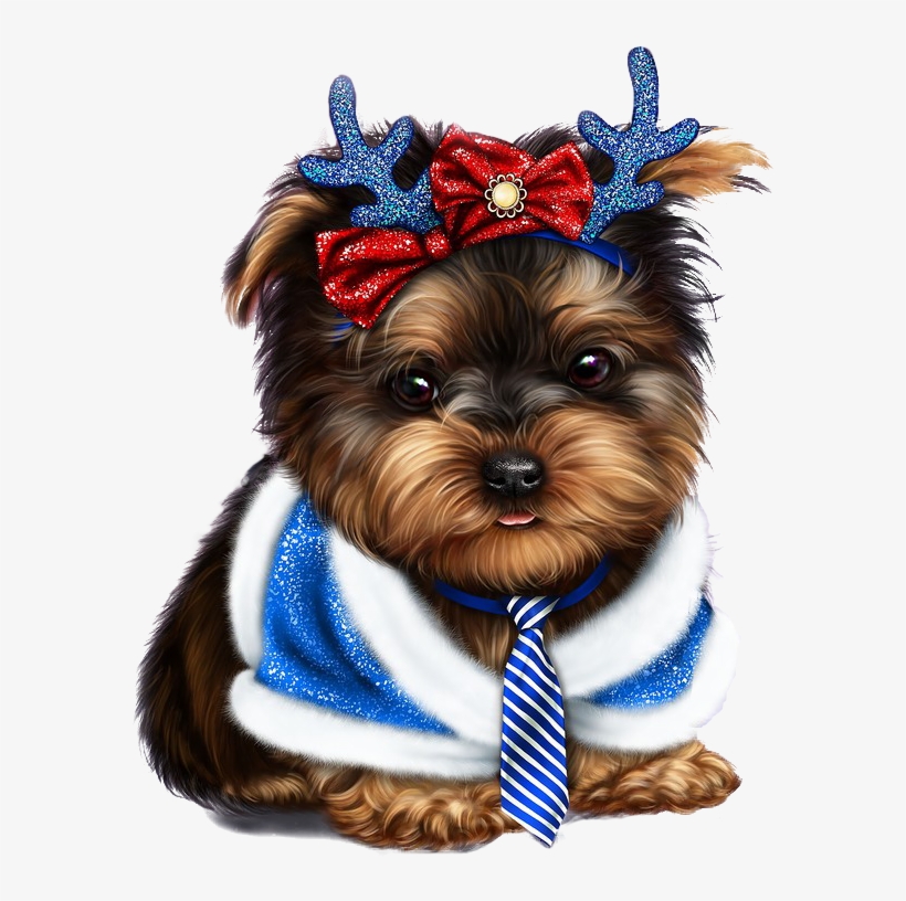 Yorkie, Yorkies, Yorkshire Terrier, Yorkshire Terriers - Clipart Png Cute Dog Christmas, transparent png #8209605