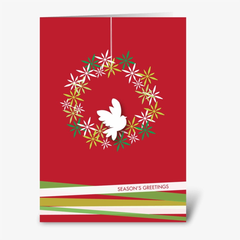 Peaceful Dove On A Wreath Greeting Card - Christmas Card, transparent png #8210075
