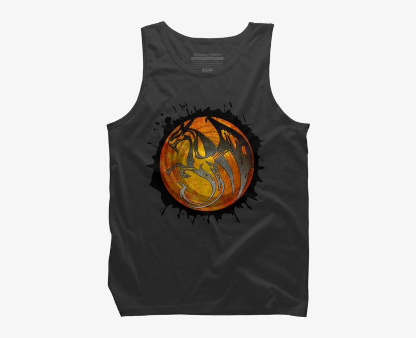Orange Grunge Paint Splatter Dragon - Active Tank, transparent png #8213845