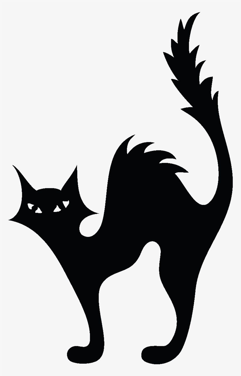 Wc Wall Decals - Silhouette Chat Halloween, transparent png #8216961