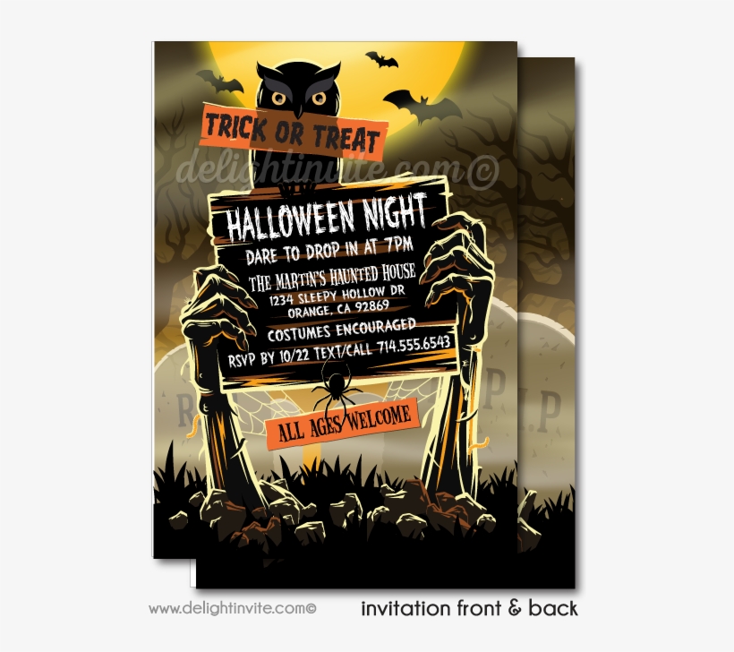 Zombie Graveyard Halloween Party Invitations - Halloween Greetings For Adults, transparent png #8217903