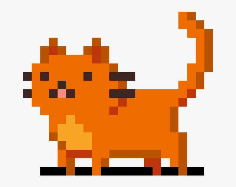 Orange Cat - Cat Pixel Art, transparent png #8219397