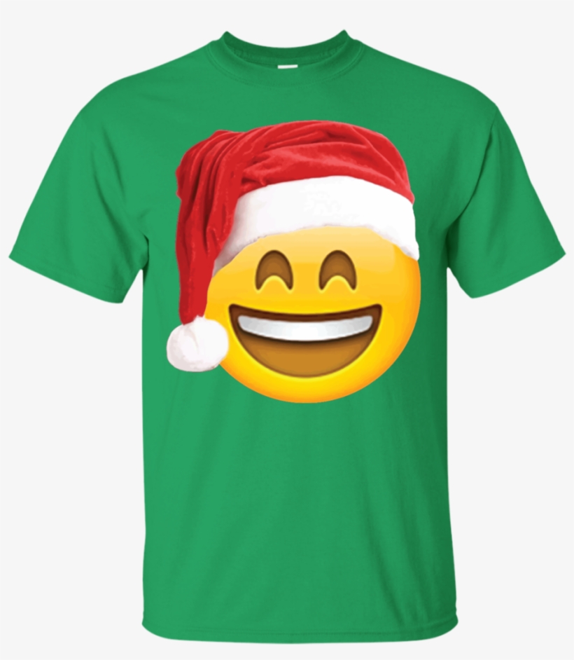 Emoji Christmas Shirt Smiley Face Santa Hat Family - Shirt, transparent png #8219783