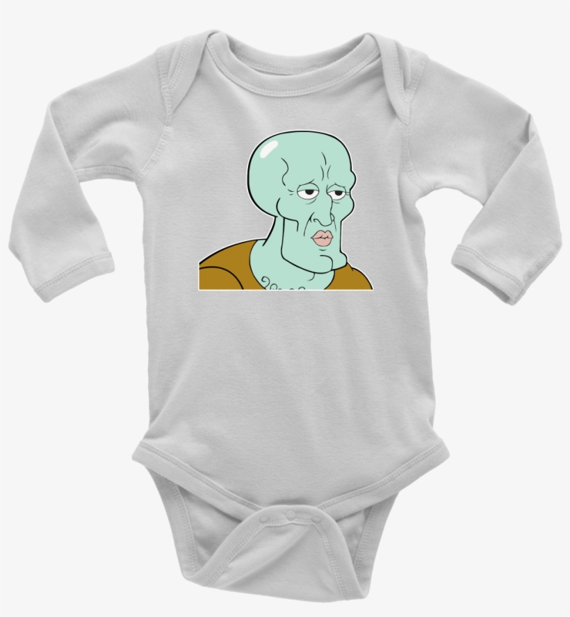 New Long Sleeve Baby Bodysuit Handsome Squidward Size - Infant Bodysuit, transparent png #8220488
