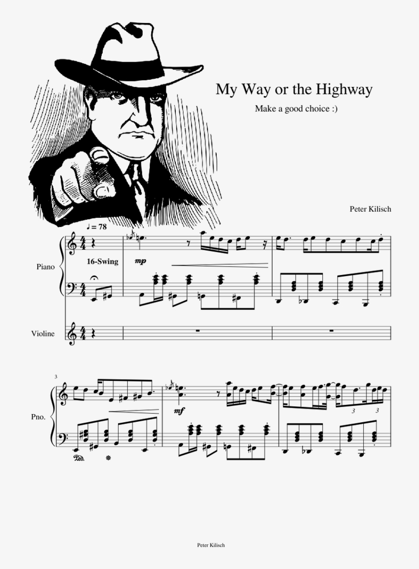 My Way Or Highway Sheet Music For Piano, Violin Download - We Want You Bitcoin, transparent png #8221495