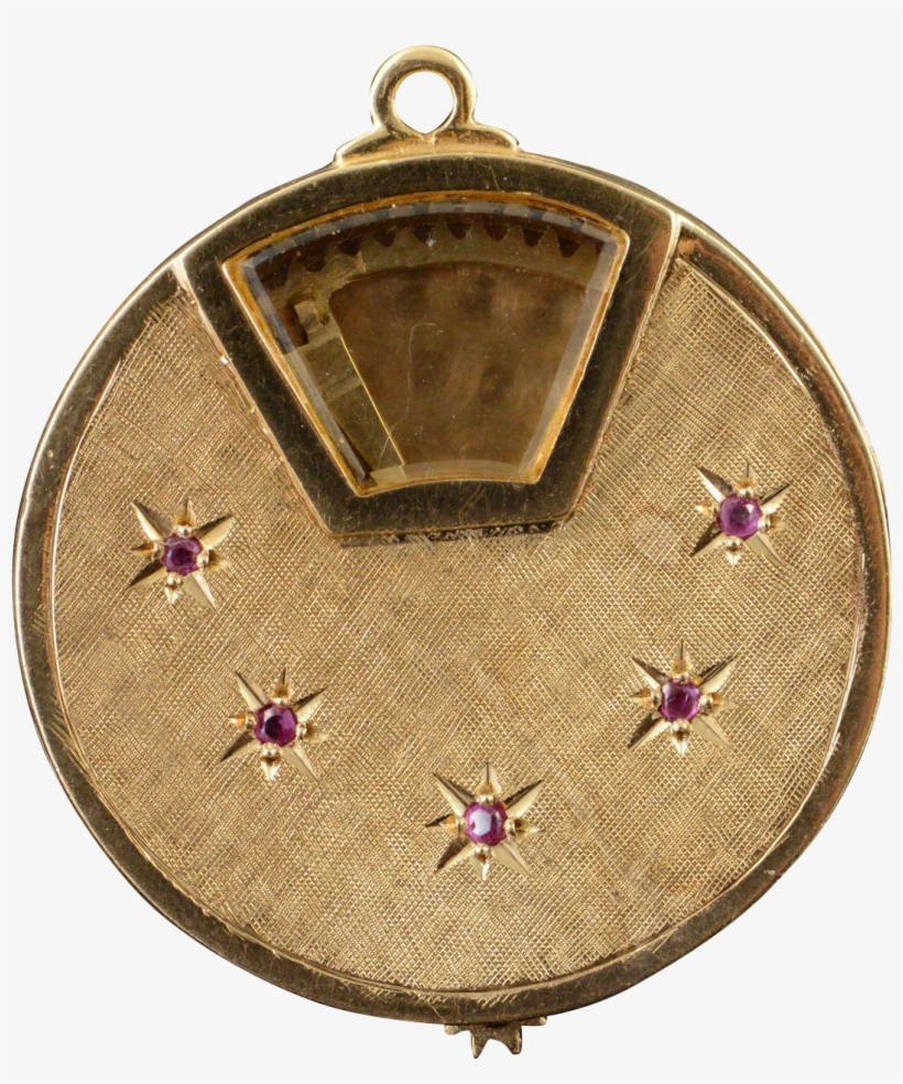 14k 1960's Spinning Photo Locket Ruby Starburst Charm/pendant - Locket, transparent png #8222486
