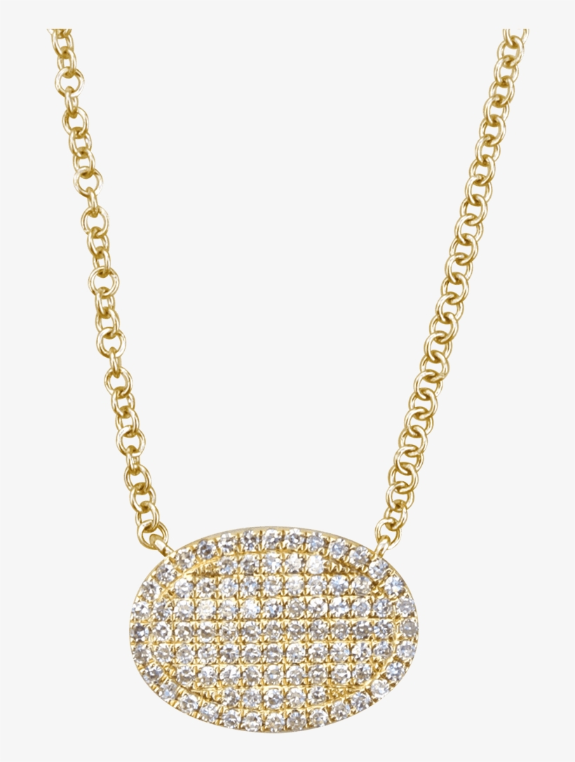 Oval Yellow Gold And Diamond Necklace - Pendant, transparent png #8222820