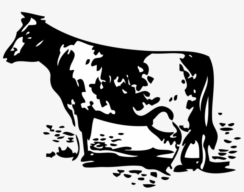 Cow Animal Dairy - Cow And Barn Silhouette, transparent png #8224633