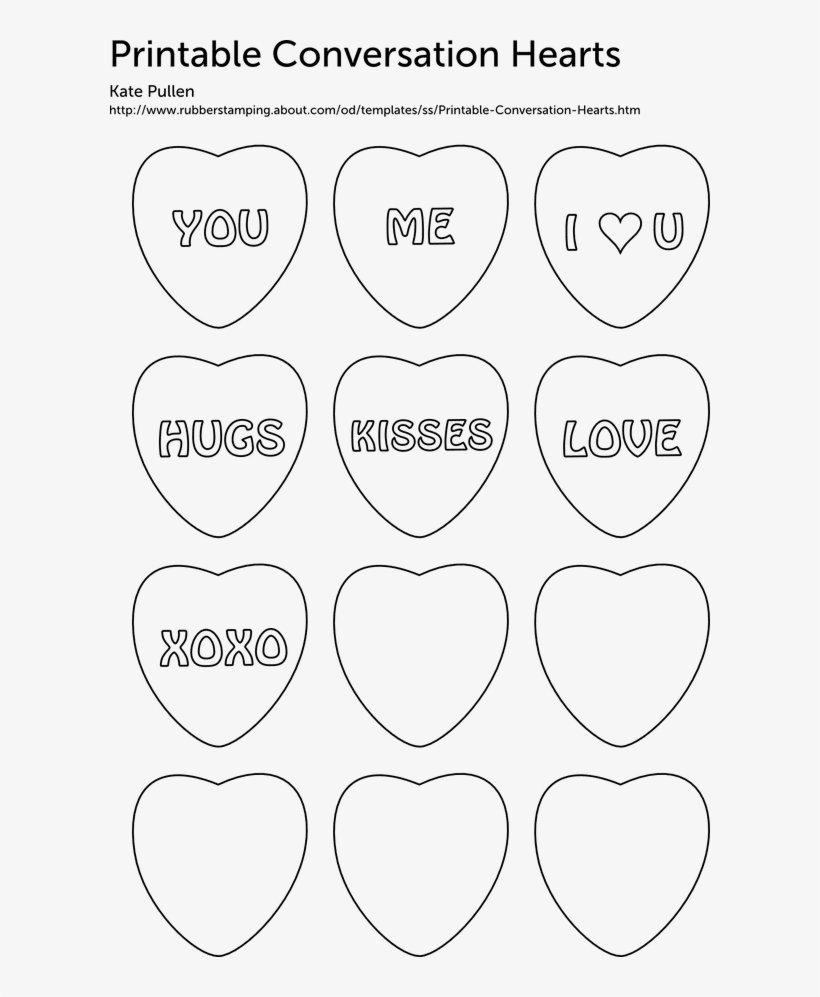 Free Printable Heart February Pinterest Outlines - Conversation Hearts Black And White, transparent png #8225440