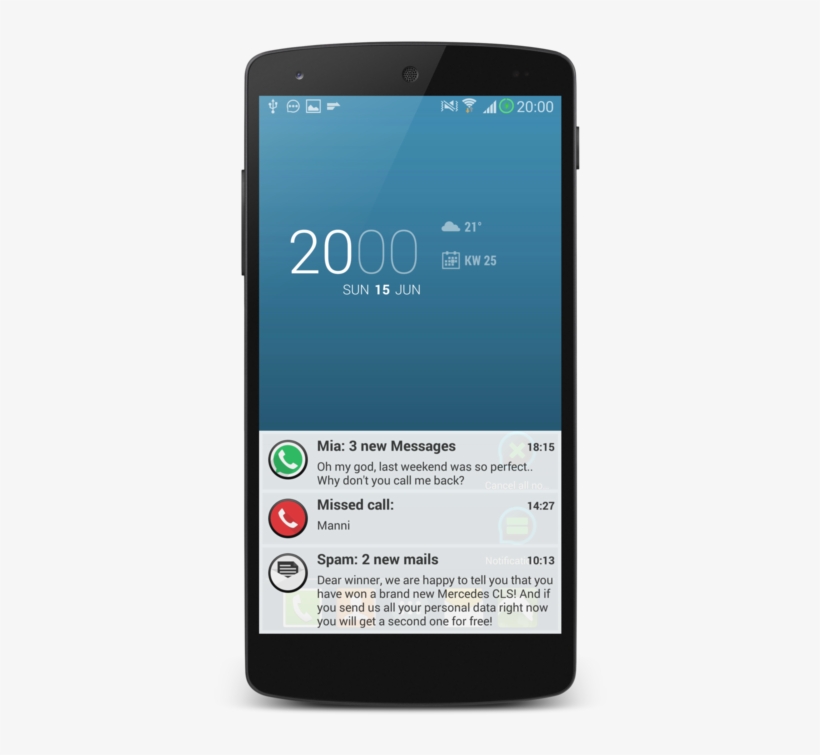 Floatify Goes Beyond Android L-style Notifications - Mobile Phone, transparent png #8227843