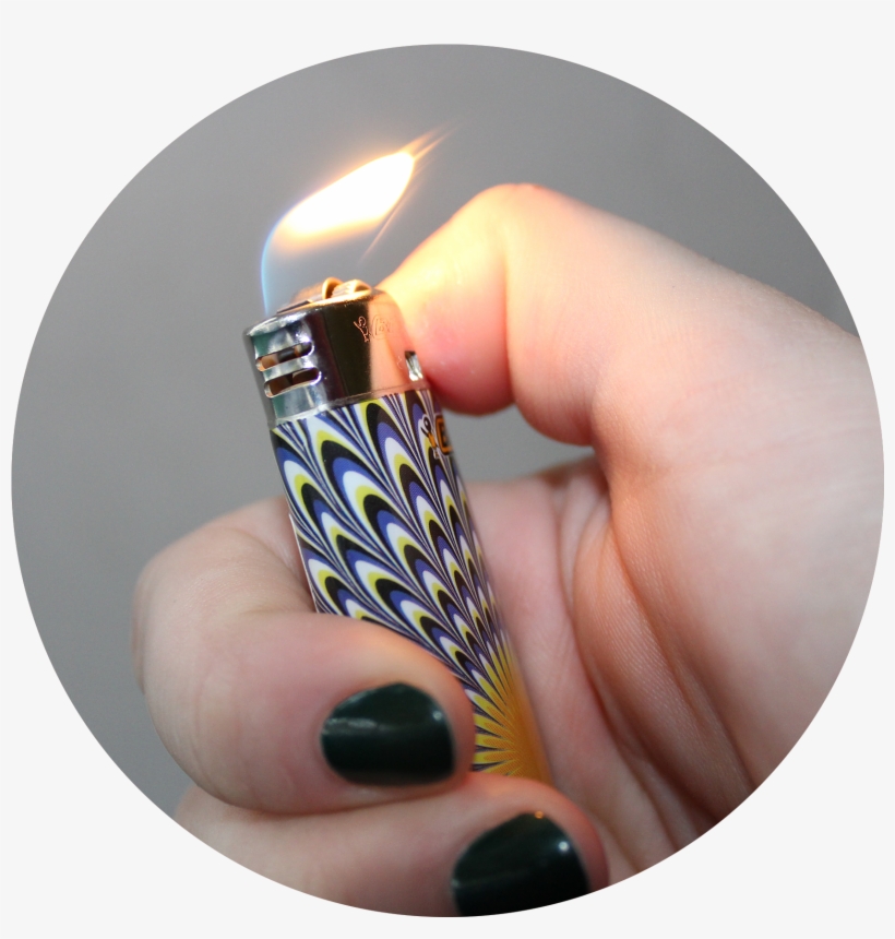 A Pale Hand With Dark Green Nail Polish Is Flicking - Flame, transparent png #8230222