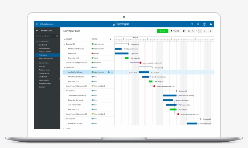 Large Size Of Openproject Online Project Management - Gantt Chart, transparent png #8230647