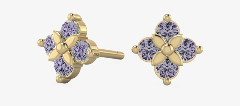 Poppy Flower Ethical Gemstone And Gold Post Earrings - Earrings, transparent png #8232539