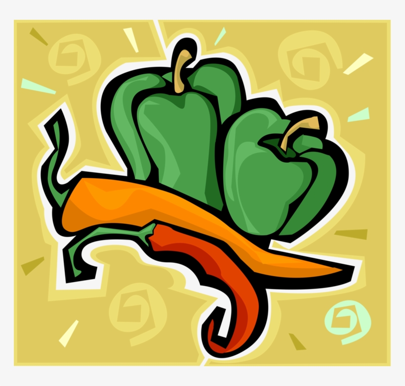Vector Illustration Of Green Pepper Capsicum Bell Pepper - Illustration, transparent png #8233607