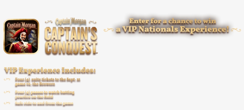 Enter For A Chance To Win A Vip Nationals Experience - Captain Morgan, transparent png #8233678