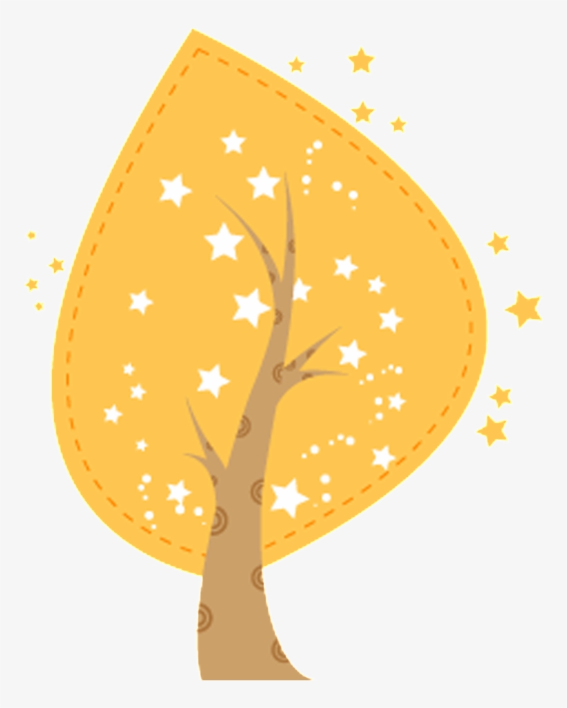 Orange Red Star Tree Cartoon - Yellow Tree Cartoon Png, transparent png #8234620