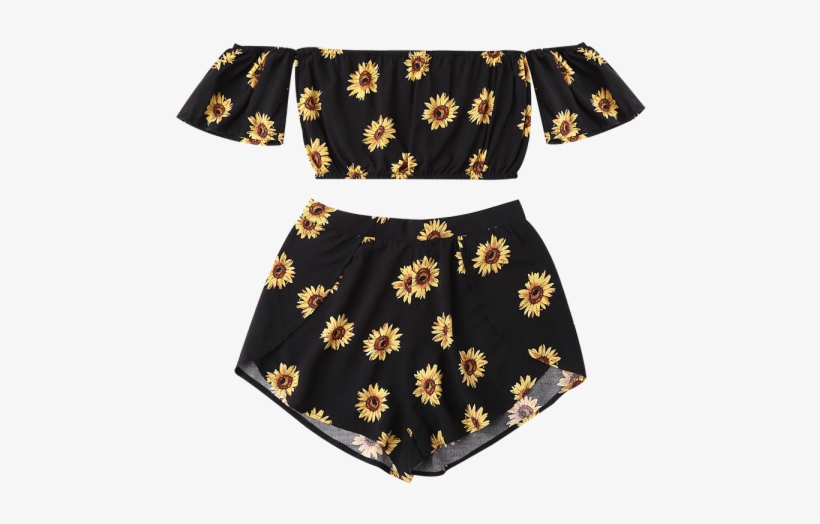 Fuera De Los Cultivos De Girasol Y De Hombro Top Pantalones - Womens Sunflower Shirt, transparent png #8237848