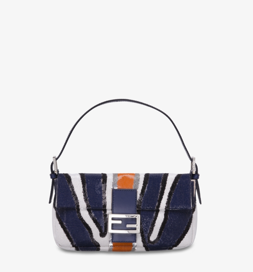 Usa Fendi Blue Sequined Zebra Stripe Baguette Bag Fffdf - Shoulder Bag, transparent png #8237911