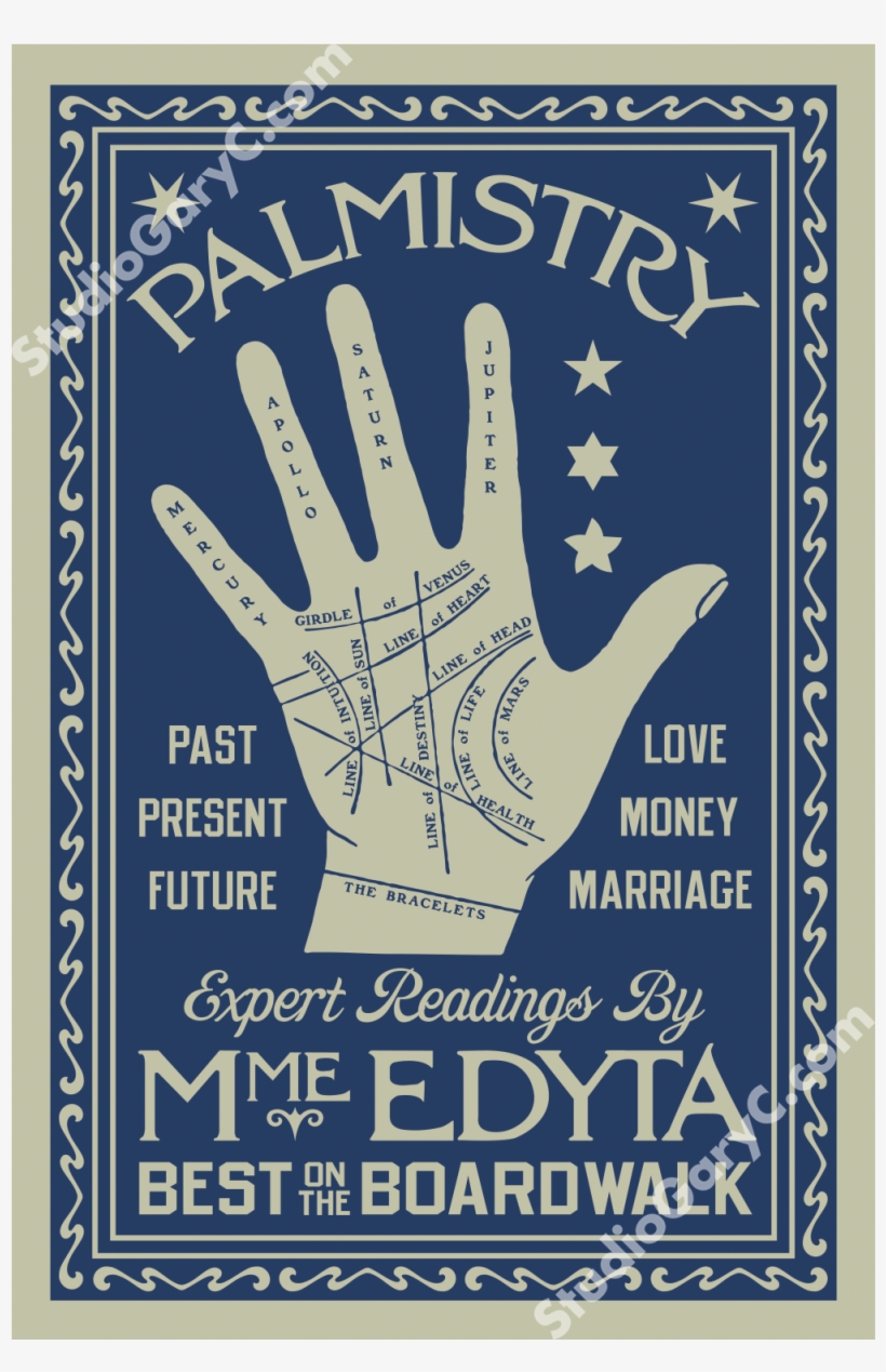 1920's Boardwalk Palm Reader Poster - Sign, transparent png #8239248