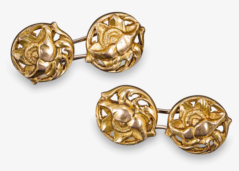 Art Nouveau Gold Cufflinks - Earrings, transparent png #8240595