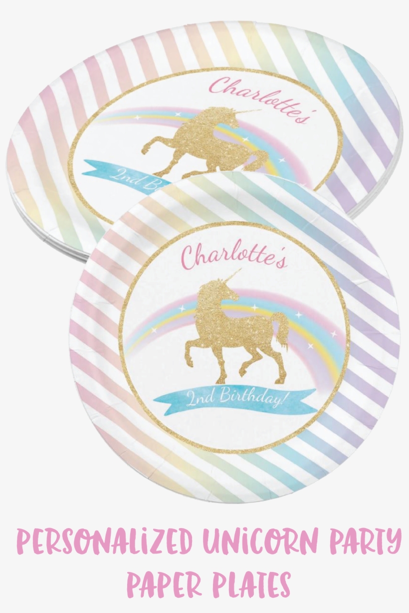 Personalized Unicorn Birthday Party Paper Plates, Unicorn - Birthday, transparent png #8240701
