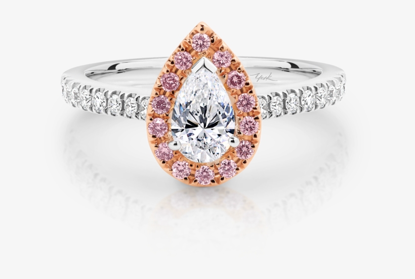 Pink And White Diamond Pear Shape Halo Engagement Ring - Pre-engagement Ring, transparent png #8241675