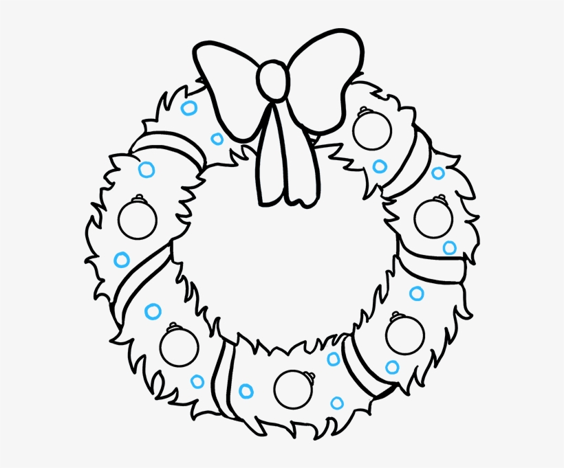 How To Draw Christmas Wreath - Outline Drawing From Christmas, transparent png #8253135