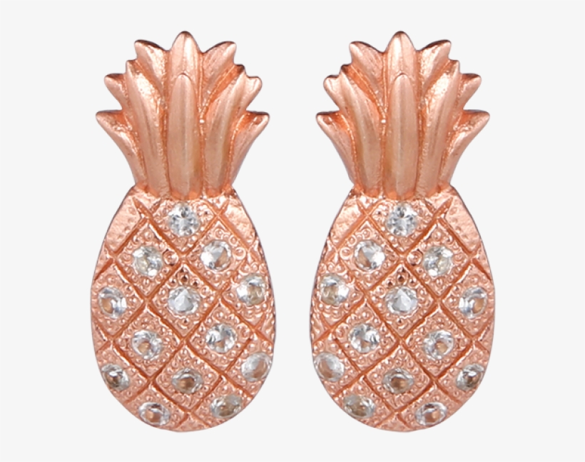 Earrings Pineapple Studs - Pineapple White Gold Earring, transparent png #8253810