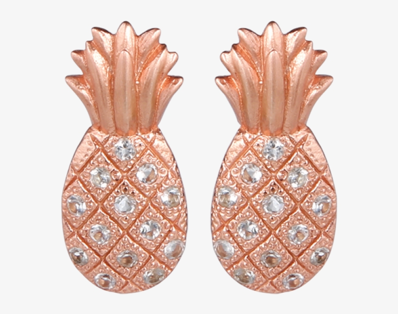 Earrings Pineapple Studs - Pineapple White Gold Earring, transparent png #8253810