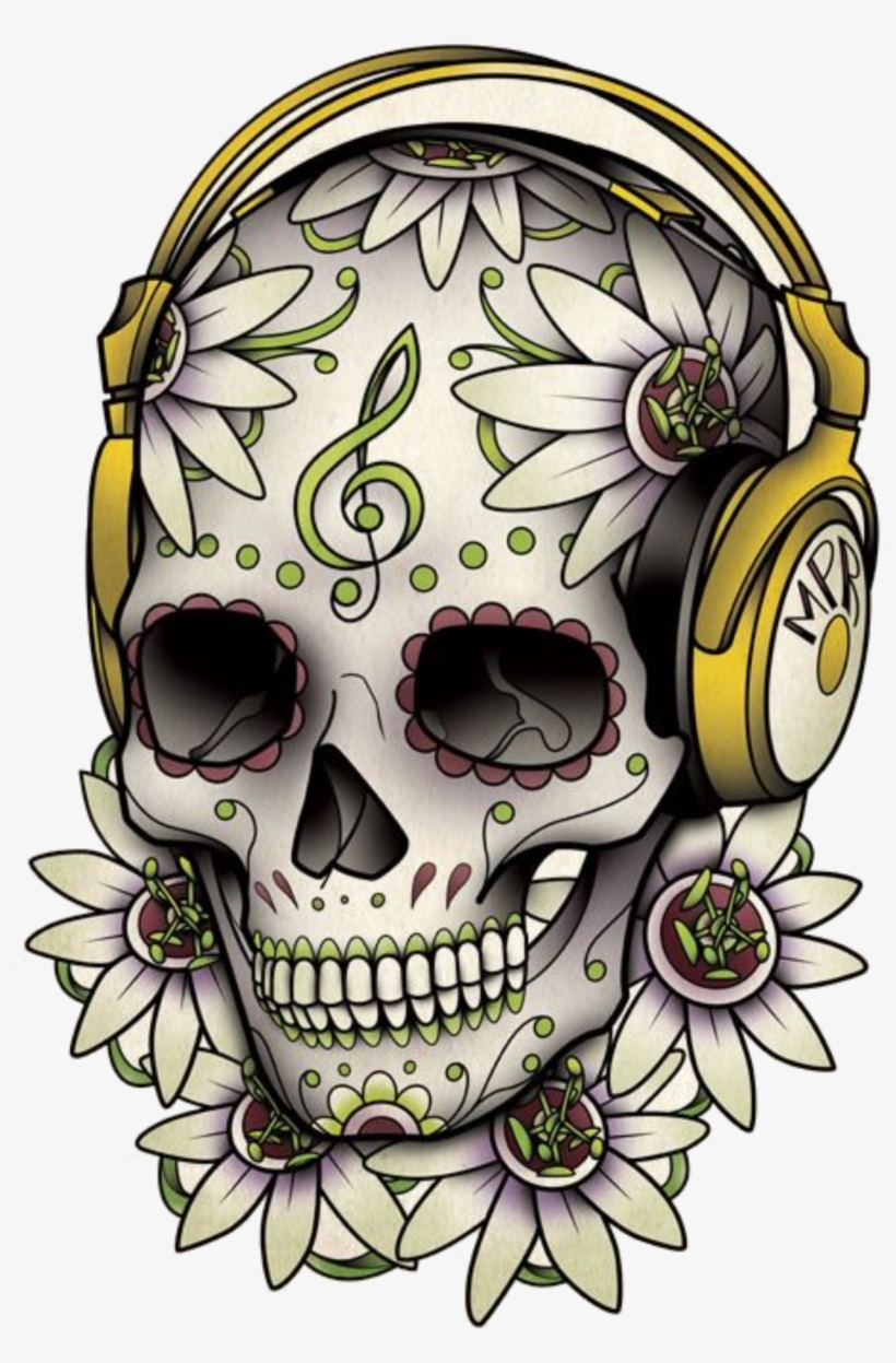 Tattoo Skull Calavera Dead Drawing Of The Clipart - Day Of The Dead Skull Music, transparent png #8253846