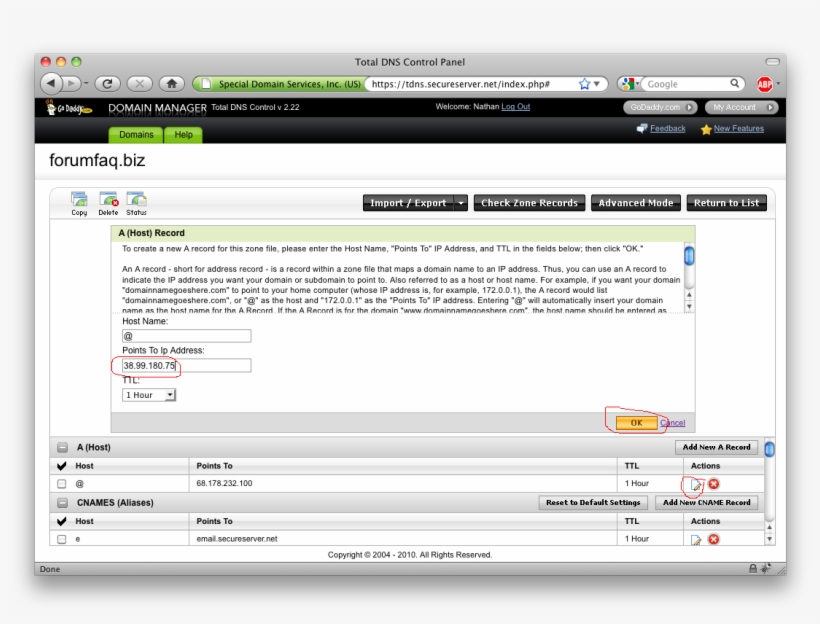 Click Ok - Godaddy Control Panel, transparent png #8255832