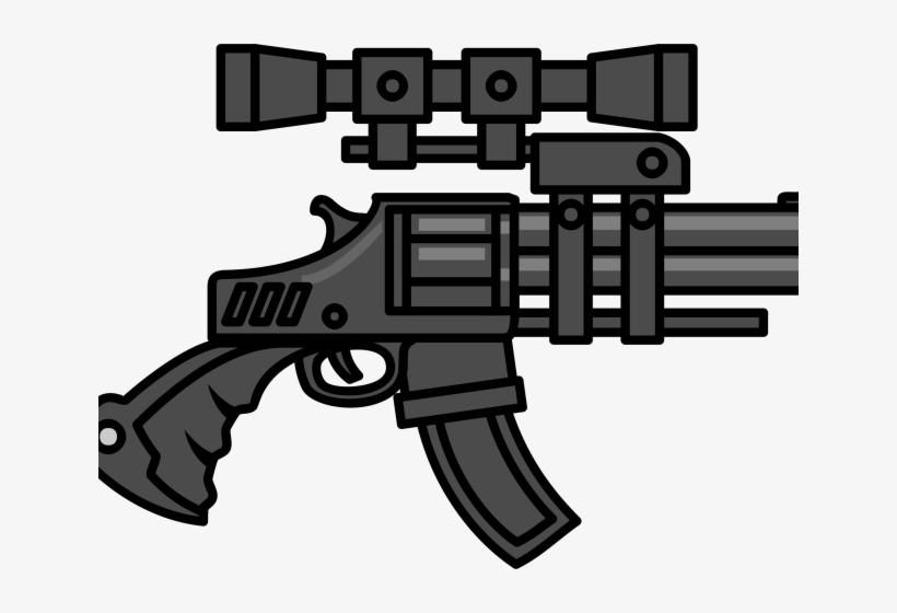 Gun Clipart Vector - Big Machine Gun Cartoon, transparent png #8256581