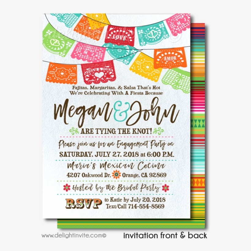 Mexican Fiesta Paper Flags Engagement Party Invitations - Mexican Invitation Party Circular, transparent png #8257761