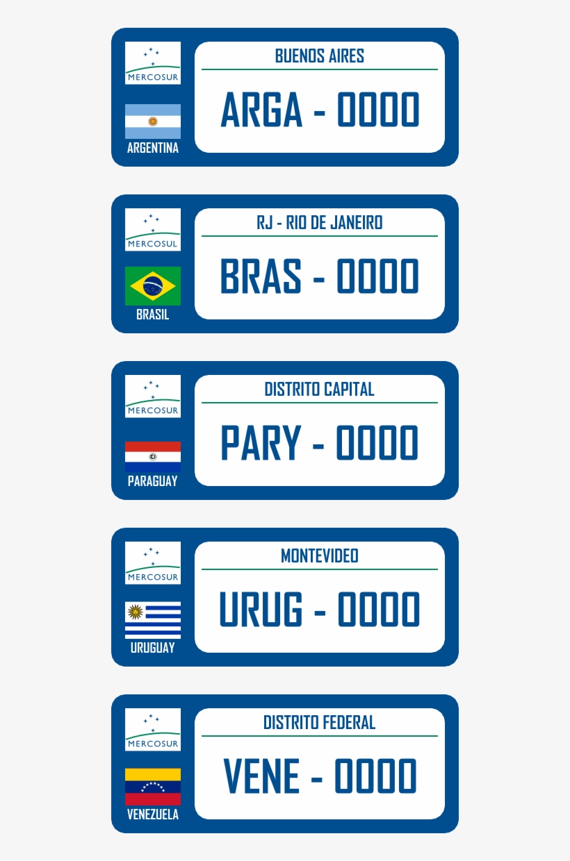They Contain The Blocs's Flag , The National Flags, - Mercosur Plates, transparent png #8261018