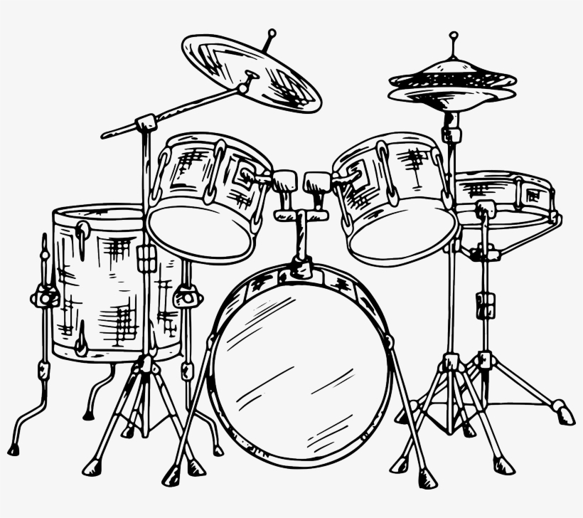 Drum Kit Wall Sticker - Sketch Of A Drum Set, transparent png #8261101