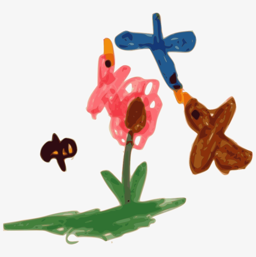 Kindergarten Art Birds, Bee, And Flower - Clip Art, transparent png #8262783