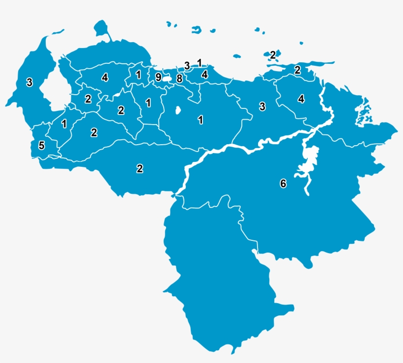 Mapa De Venezuelaviolaciones - Venezuela Map Vector, transparent png #8267777