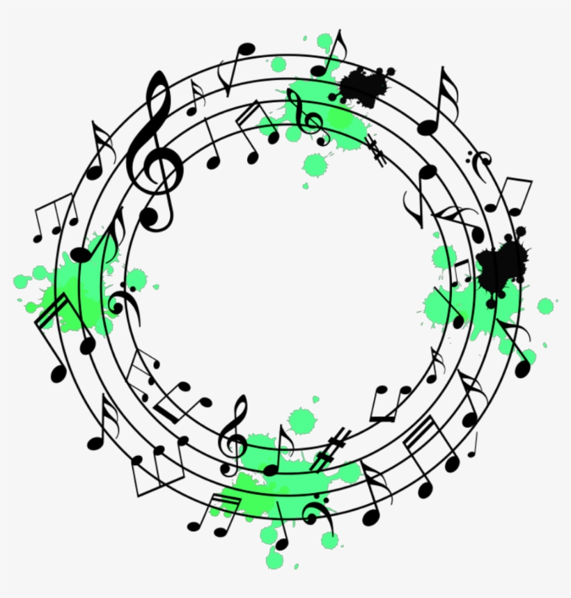 Music Musicnote Note Notes Green Round Circle - Music Notes Round Png, transparent png #8269606