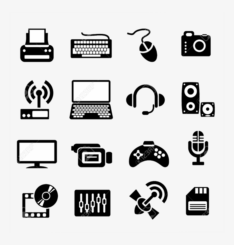 Set Vector Computer Icons Of Computer Devices And Communication - Computer Set Vector, transparent png #8272242