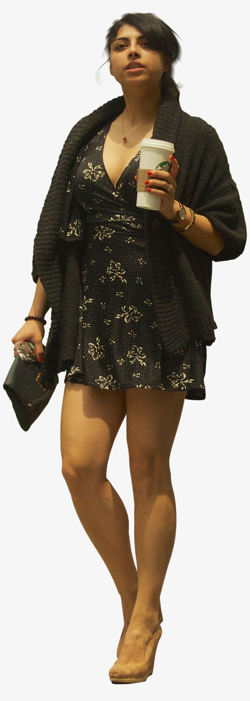 Woman With Coffee And Handbag - Coffee Person Png, transparent png #8278653