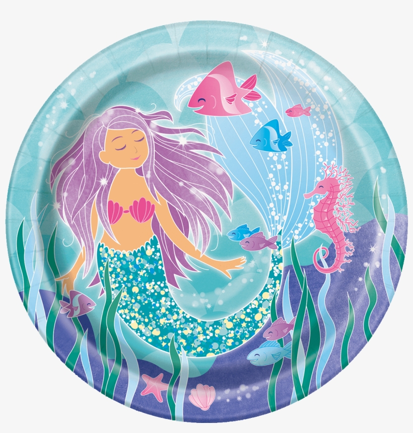 Under The Sea Mermaid Plate Large - Mermaid Party Plates, transparent png #8280985